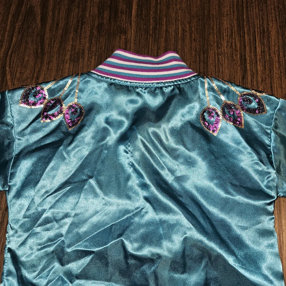 Disney Aladdin Teal and Purple Satin Fabric Jacket Girls XS 4-5